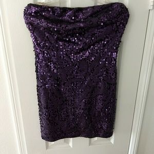 Purple sequin tube top dress